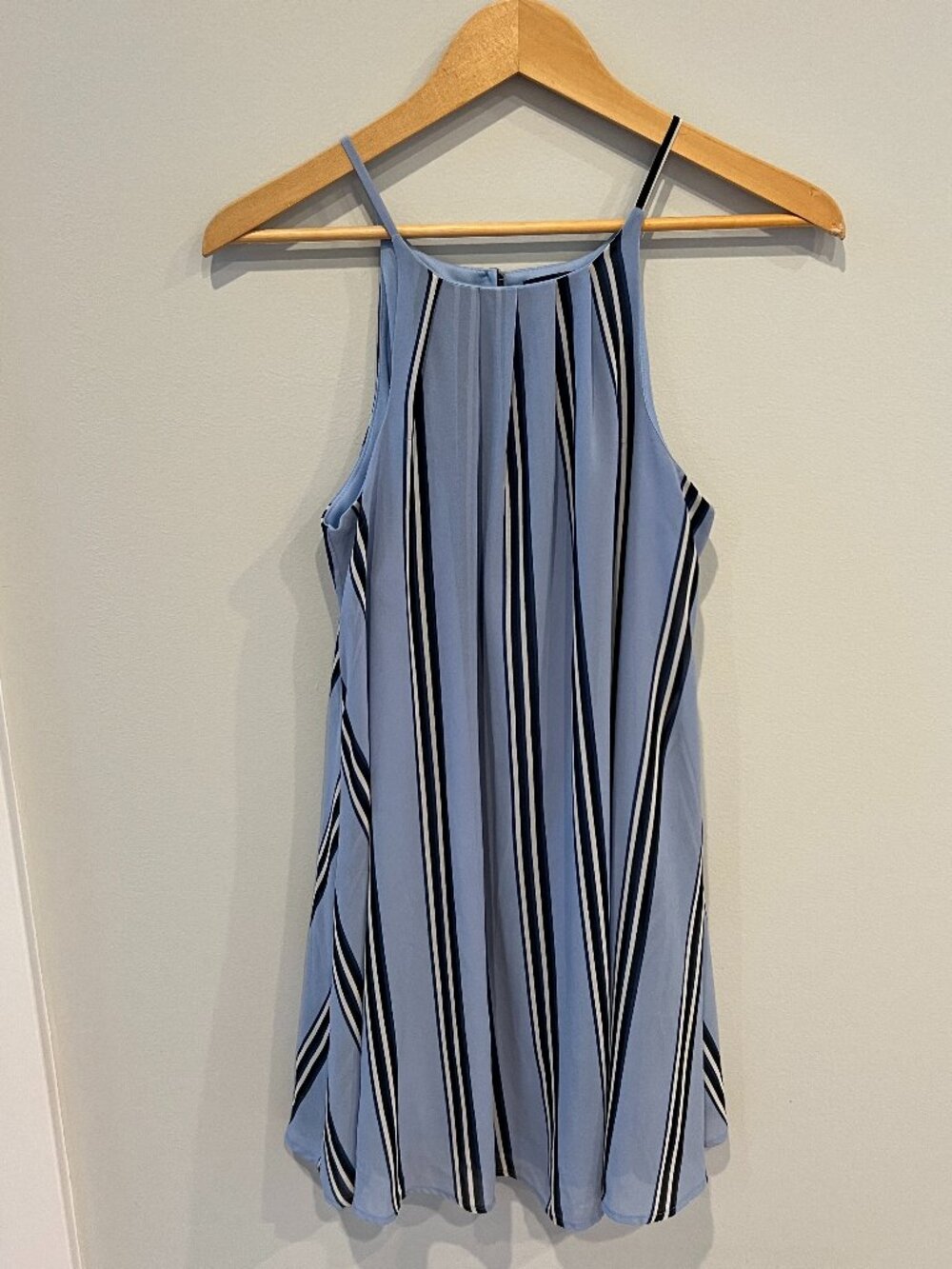 Blue Rain Blue Striped Apron Neck Tent Dress – Sleeveless Summer Dress – Size M
